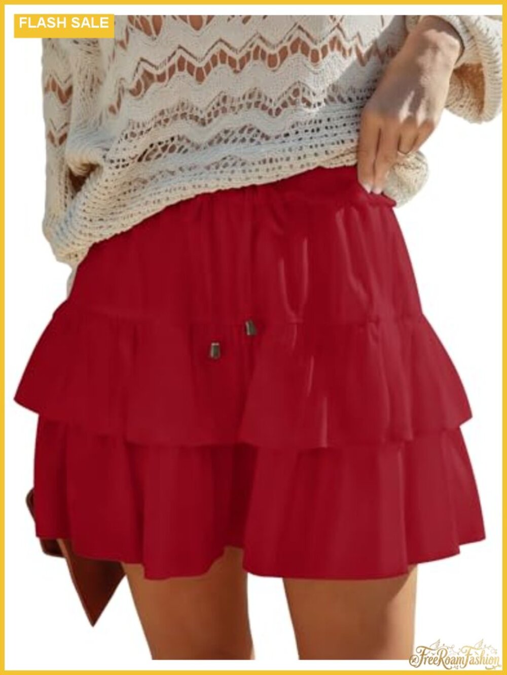 LOMON Flowy Skorts Tiered Ruffle High Waist Mini A-Line Cotton